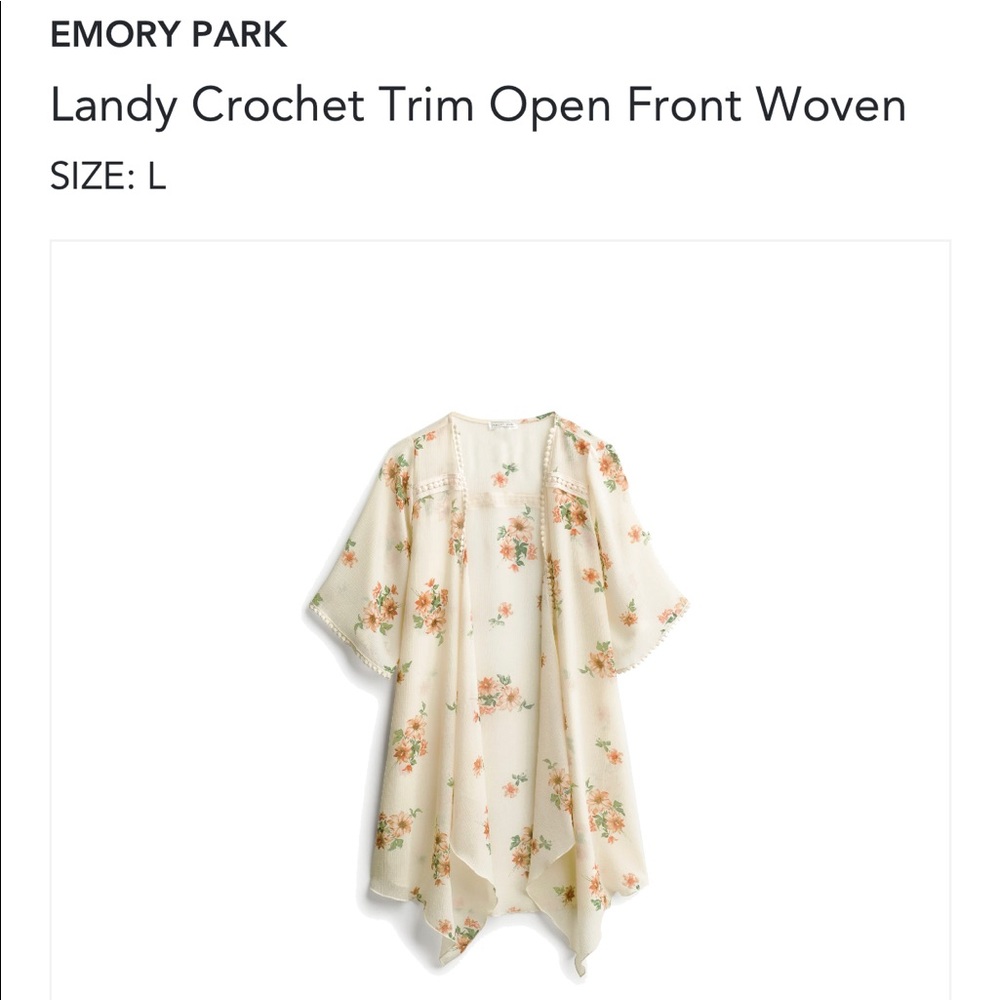 Stitch Fix Crochet Trim Open Front Kimono NWT, L
